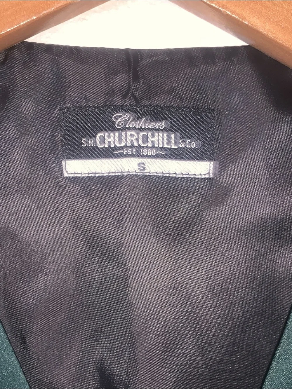 S.H. Churchill & Co. Dark Green Formal Vest Button Up Satin